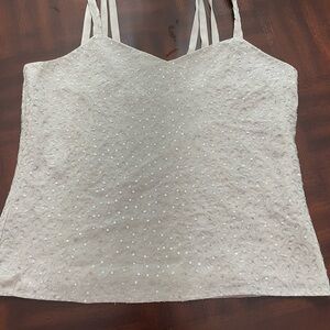 Due Per Due cream embellished silk tank Top with straps. Size 6